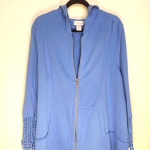 Hooded Sweatshirt with laced sleeves from Soft Surroundings.